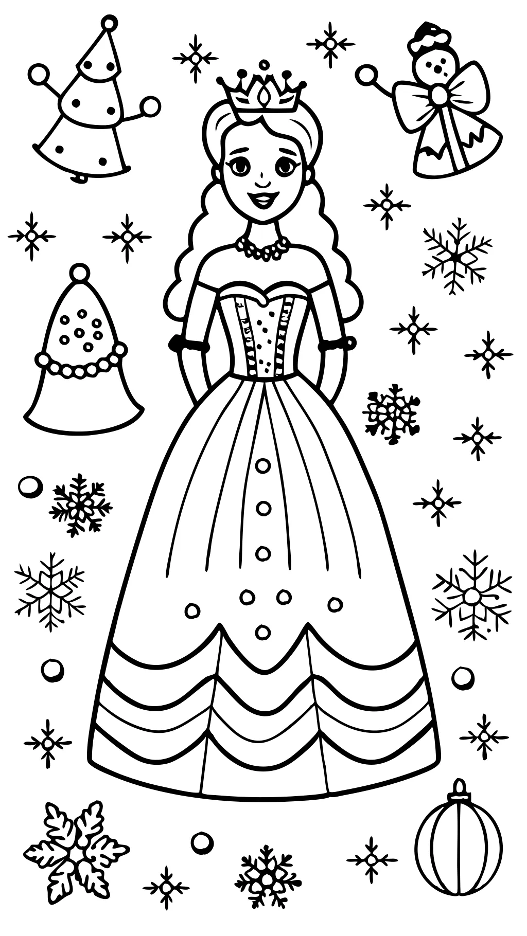 Princess Christmas Coloring Pages